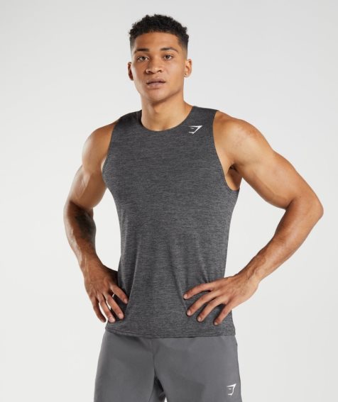 Men's Gymshark Arrival Slim Marl Tanks Black | NZ 9JQDWF